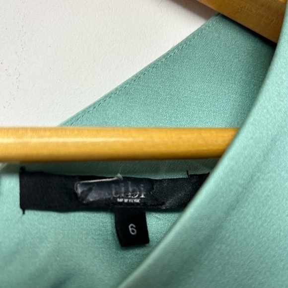 TIBI Halter V-Neck light Teal Green Sleeveless Fi-Flare Mini Dress size 6 - Picture 10 of 11